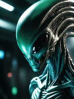 Photography of an ultra realistic Alien in dramatic light AI Generated photo