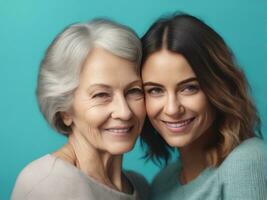 Happy senior woman enjoying in daughter's affection on Mother's day. AI Generated photo