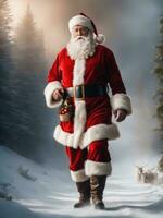 Photography of an ultra realistic Santa Claus in dramatic light AI Generated photo