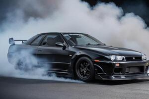 Sport car Nissan Skyline GTR R32 JDM.  AI Generative Pro Photo