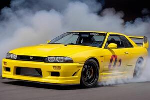 Sport car Nissan Skyline GTR R32 JDM.  AI Generative Pro Photo