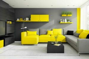 Contemporary style living room.  AI Generative Pro Photo