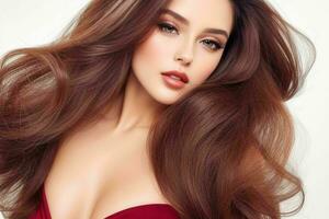 beautiful woman fashion model with long hair.  AI Generative Pro Photo