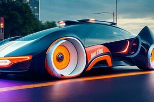 car in trendy futurism style. AI Generative Pro Photo