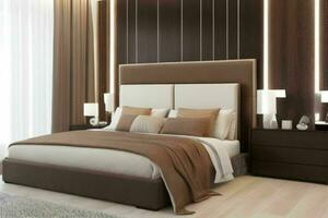 Modern Bedroom style. AI Generative Pro Photo