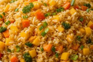Fried rice with vegetables. AI Generative Pro Photo