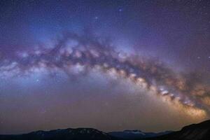 Night view of nature mountain with the Milky Way. AI Generative Pro Photo