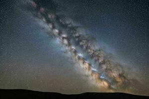 Night view of nature mountain with the Milky Way. AI Generative Pro Photo