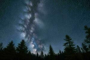 Night view of nature mountain with the Milky Way. AI Generative Pro Photo