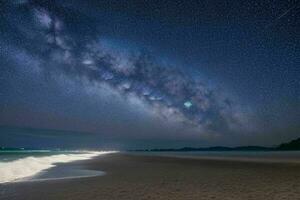 Beautiful Milky Way at the beach. AI Generative Pro Photo