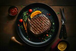 Grilled beef steak. AI Generative Pro Photo