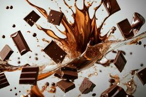 Chocolate splash. AI Generative Pro Photo