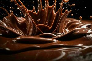 Chocolate splash. AI Generative Pro Photo