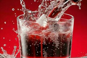 Splashing of Cola and Ice. AI Generative Pro Photo