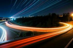 ligero caminos a noche antecedentes. ai generativo Pro foto