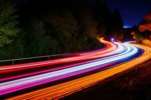 ligero caminos a noche antecedentes. ai generativo Pro foto