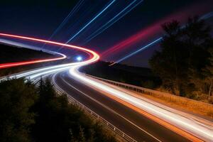 ligero caminos a noche antecedentes. ai generativo Pro foto