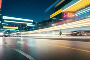 ligero caminos a noche antecedentes. ai generativo Pro foto