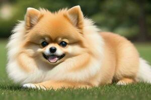 Photo of Pomeranian dog. AI Generative Pro Photo