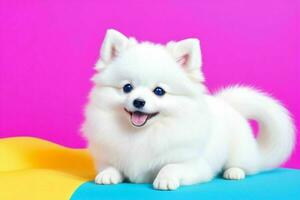 Photo of Pomeranian dog. AI Generative Pro Photo