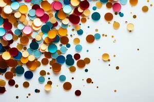 Multi colored confetti details for New Year celebration isolated on a white background photo