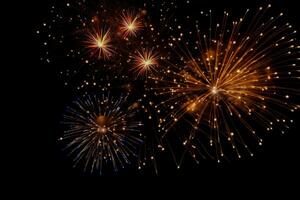 Close up of New Years Eve fireworks sparkles isolated on a gradient background photo