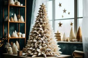 Sustainable DIY Christmas tree made of handmade alternative paper photo