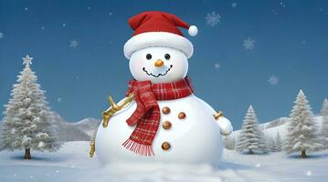 festive Christmas background with snowman photo