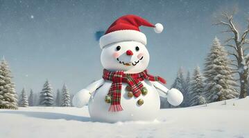 festive Christmas background with snowman photo