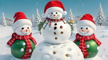 festive Christmas background with snowman photo