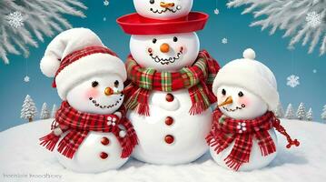 festive Christmas background with snowman photo