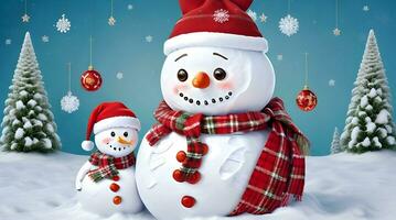 festive Christmas background with snowman photo