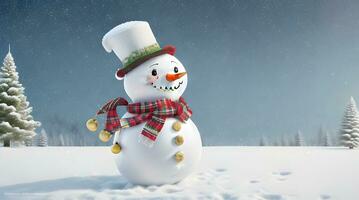 festive Christmas background with snowman photo