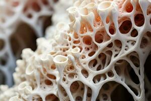 un cerca arriba de un 3d impreso coral estructura exhibiendo el preciso mimetismo de natural coral formaciones mediante moderno tecnología foto