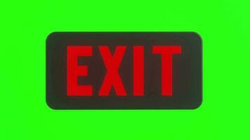 animated video of red text exit light with green screen background