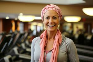 Cancer patient empowering resilience embarks on healing journey with fitness routine photo