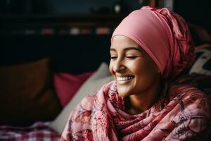 Cancer patient sharing a tender moment with family during recovery photo