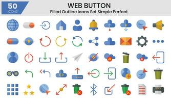 Web button flat icons set, miscellaneous collection. vector