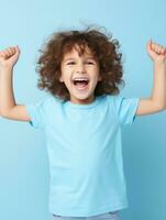 Happy Mexican kid in casual clothing against a neutral background AI Generative photo