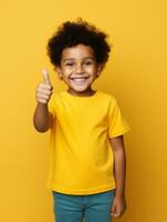 Happy Mexican kid in casual clothing against a neutral background AI Generative photo