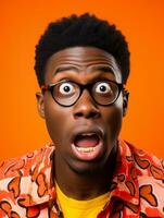 Young man with African features who appears to be shoched AI Generative photo