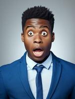 Young man with African features who appears to be shoched AI Generative photo