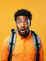 Young man with African features who appears to be shoched AI Generative photo