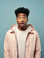 Young man with African features who appears to be shoched AI Generative photo