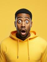 Young man with African features who appears to be shoched AI Generative photo