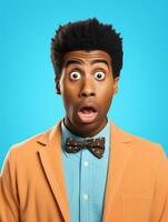 Young man with African features who appears to be shoched AI Generative photo