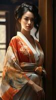 retrato de hermosa japonés geisha. generativo ai foto