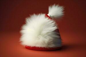 A Santa hat with a fluffy white pom-pom photo