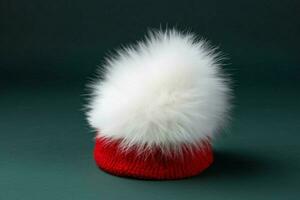 un Papa Noel sombrero con un mullido blanco pompones foto