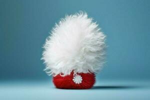 A Santa hat with a fluffy white pom-pom photo